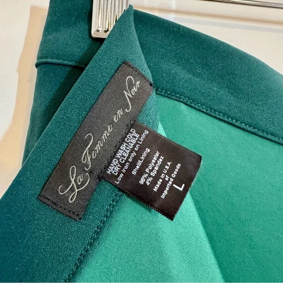 La Femme en Noir Emerald Green Palazzo Wide Leg Pants Gothic Whimsigoth Pinup L - Picture 4 of 10